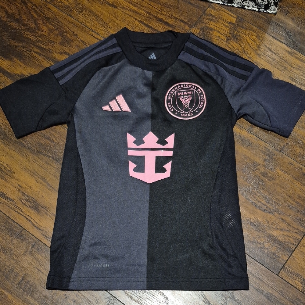 Adidas Kids Black and Pink Sports Jersey